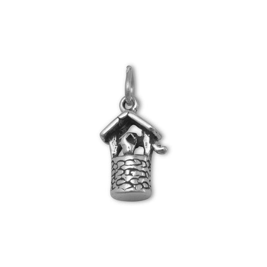 Authentic 925 Sterling Silver Oxidized Wishing Well Women's Charm for Bracelet or Necklace