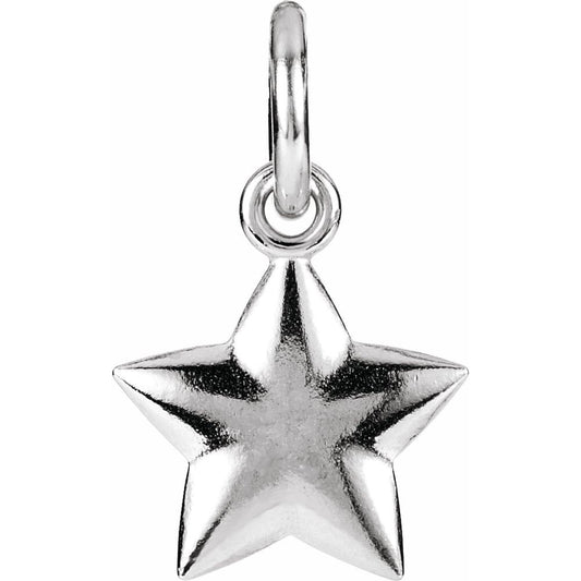 Authentic 925 Sterling Silver 5/8" Puffed Star Women's Bracelet Charm