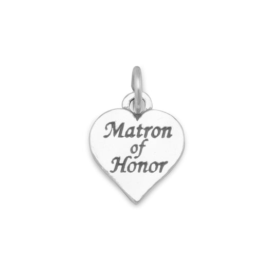 Authentic 925 Sterling Silver Oxidized Matron of Honor Women's Charm for Bracelet or Necklace