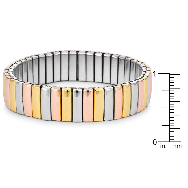 Tritone 14mm Stainless Steel Unisex Stretch Bracelet