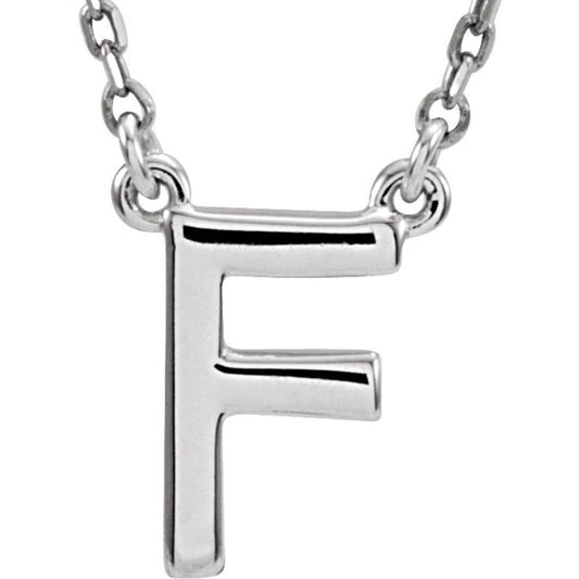 Authentic 925 Sterling Silver 0.41" Block Font Letter F 16" Initial Necklace