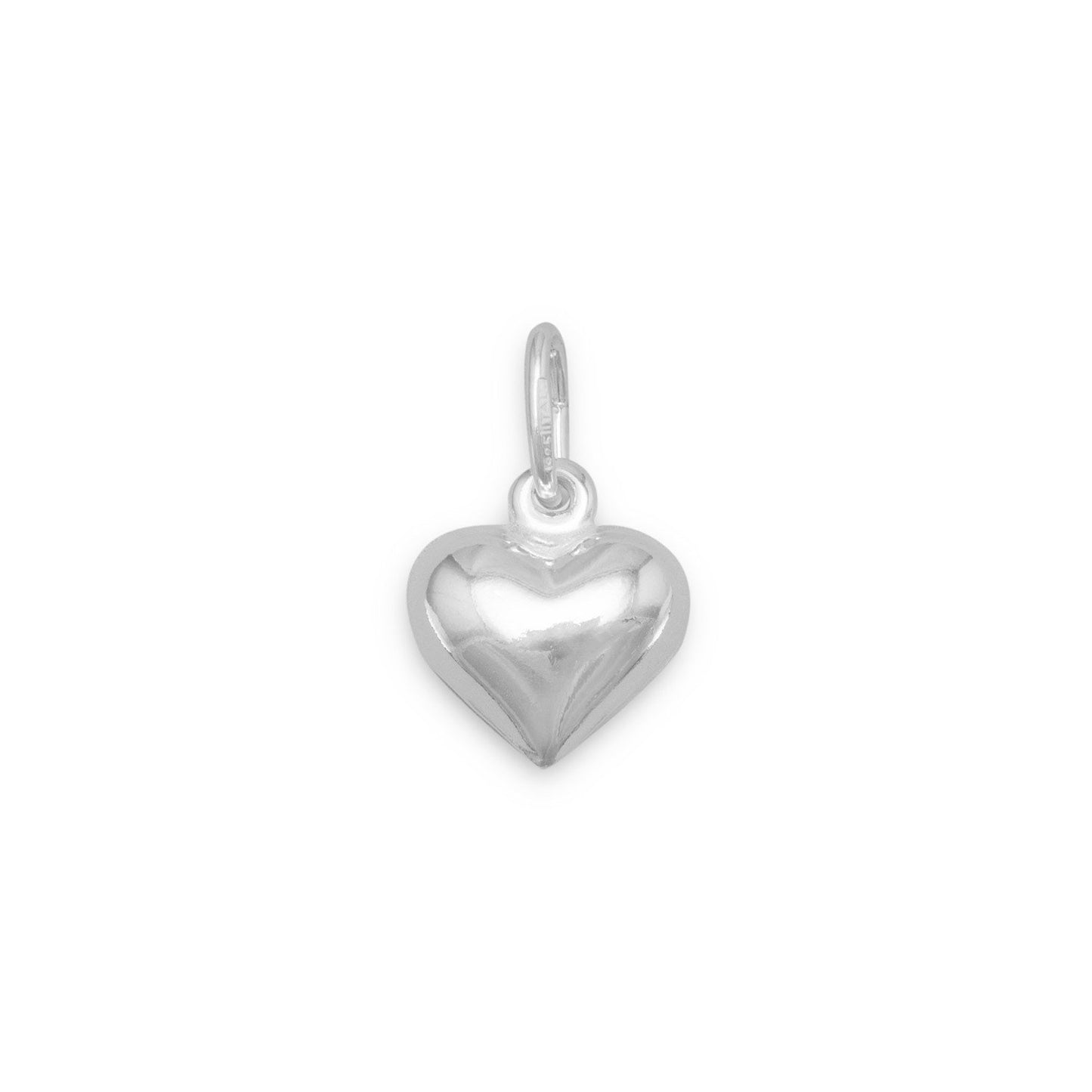 Authentic 925 Sterling Silver 12mm Puffed Heart Women's Charm for Charm Bracelet or Necklace