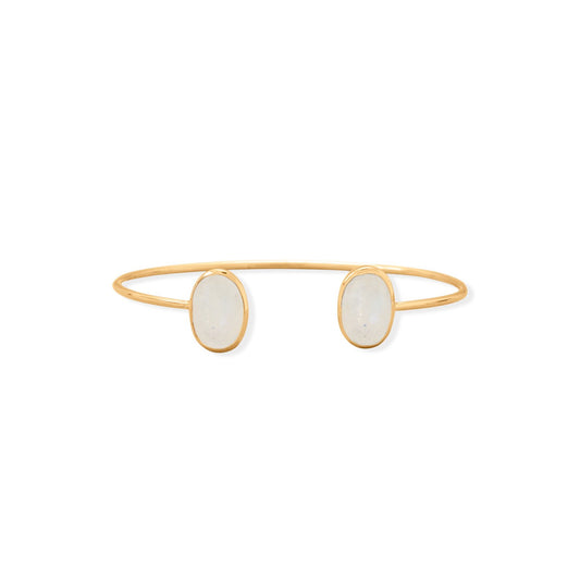 14kt Gold Plated Sterling Silver Rainbow Moonstone Cuff Bracelet