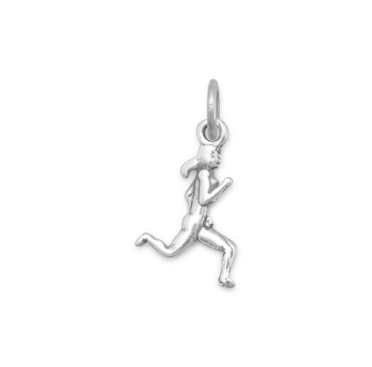 Sterling Silver Oxidized Female Runner Charm