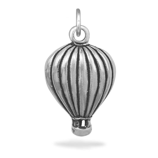 Authentic 925 Sterling Silver Oxidized Hot Air Balloon Women's Charm for Bracelet or Necklace