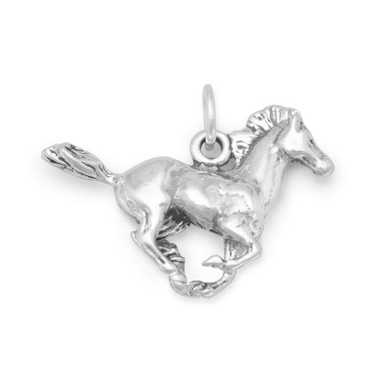 Authentic 925 Sterling Silver Running Horse Women's Charm for Bracelet or Necklace