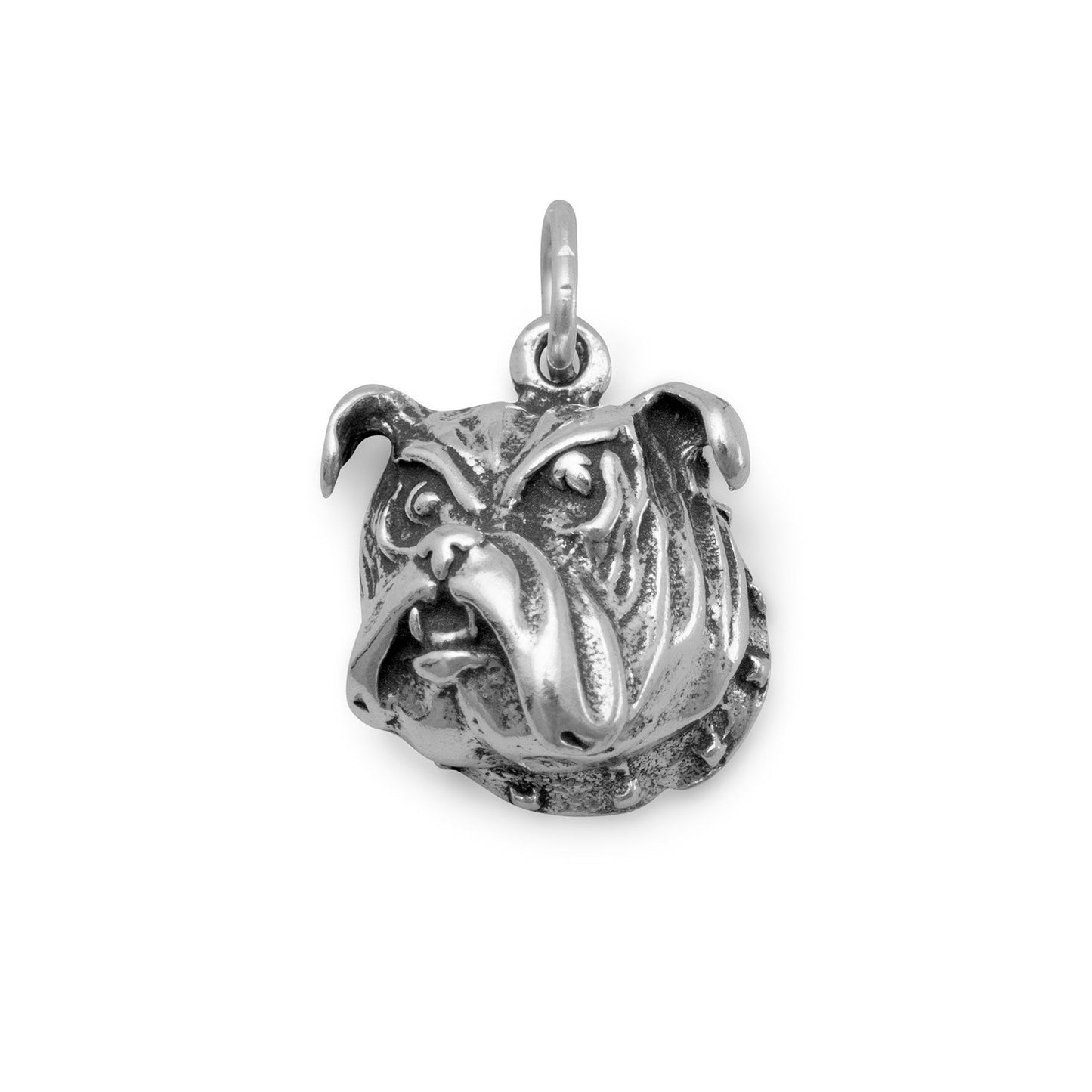 Authentic 925 Sterling Silver Bulldog Face Women's Charm for Bracelet or Necklace