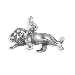 Sterling Silver Oxidized Lion Charm