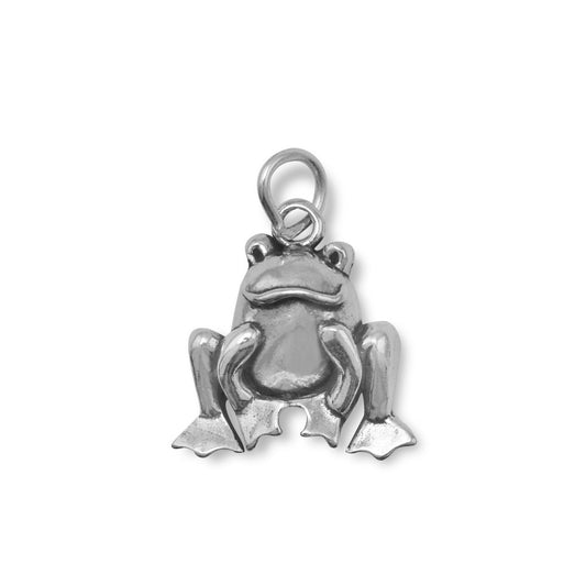 Sterling Silver Cute Sitting Frog Charm