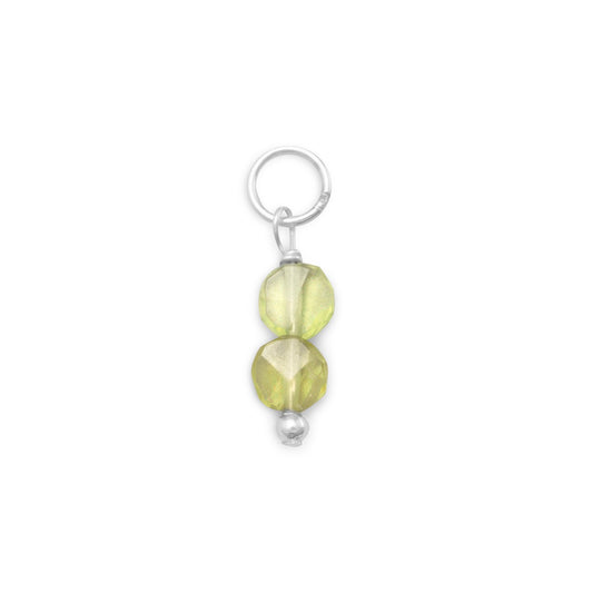 Peridot Coin Bead - August Birthstone Women's Charm for Bracelet or Necklace