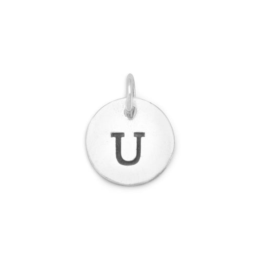 Authentic 925 Sterling Silver Oxidized Initial U Women's Charm for Bracelet or Necklace