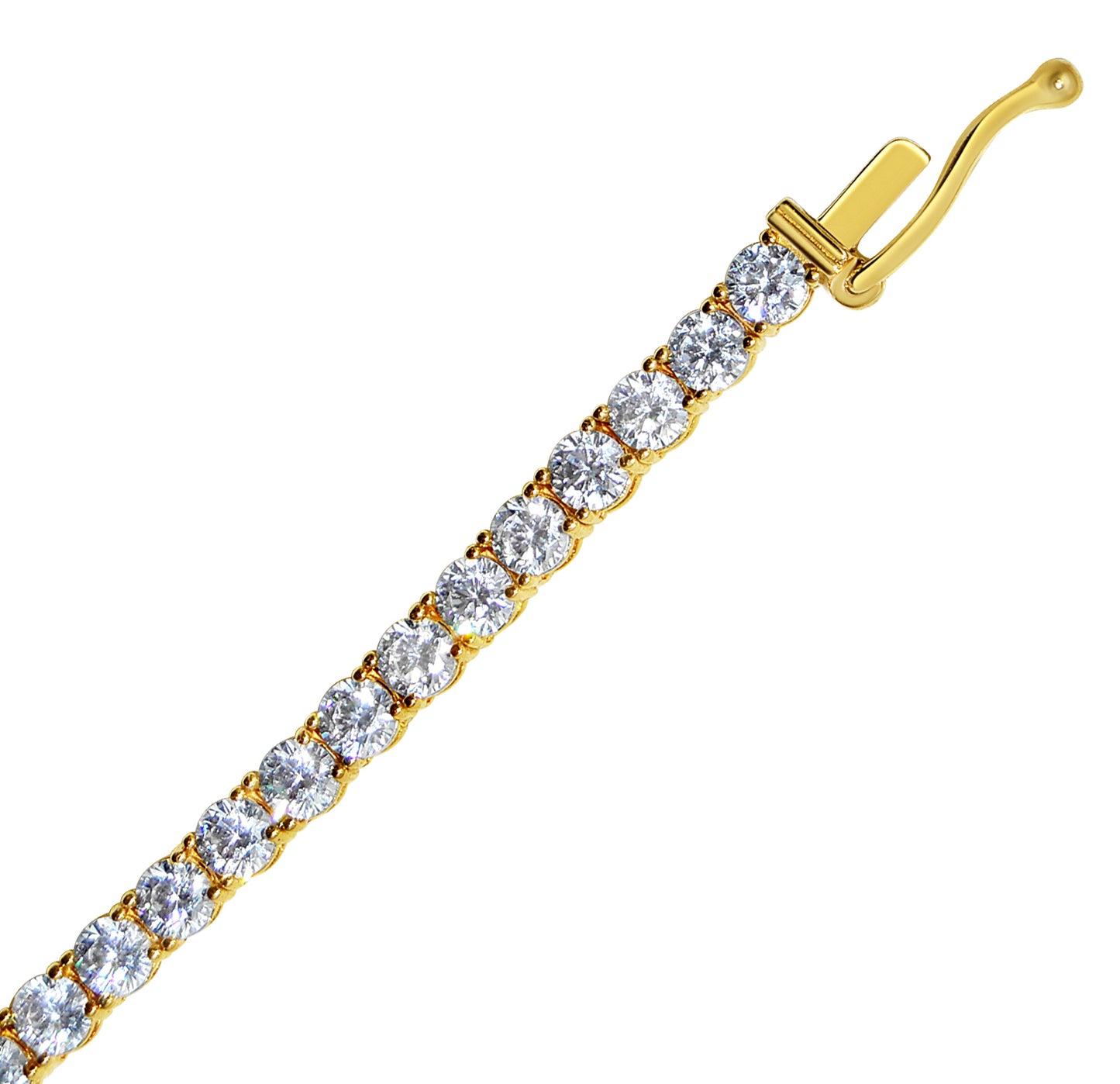 Genuine 14k Yellow Gold 1.8mm Round Cubic Zirconia CZ Tennis 7.25" Women's Bracelet