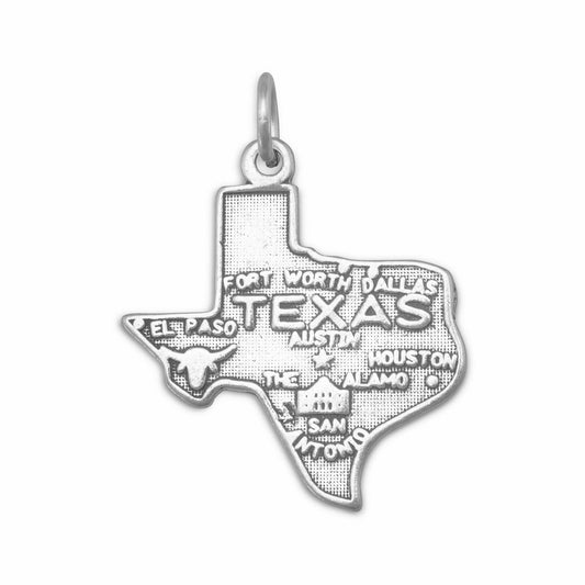 Authentic 925 Sterling Silver Texas State Women's Charm for Bracelet or Necklace