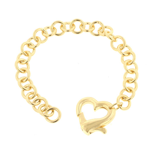 Goldtone Ladies Heart Charm Chain Bracelet