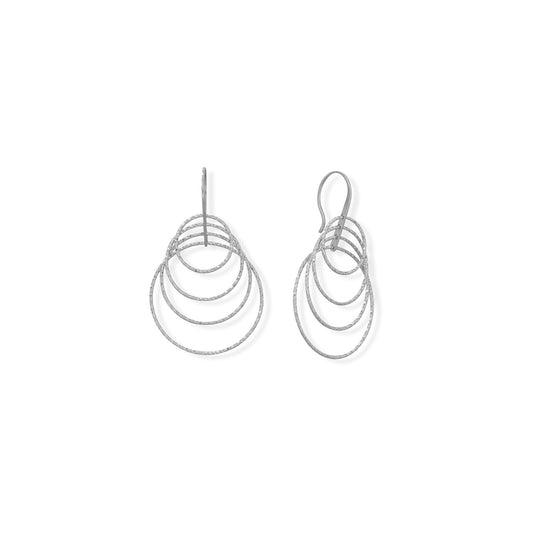 Italian Rhodium Plated Sterling Silver Graduated Ring 3-D Earrings