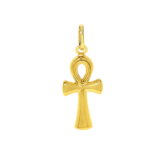 Genuine 14k Yellow Gold Unisex Large Hollow Egyptian Ankh Cross 1-3/16" Pendant For Men or Women - Coptic Cross, Ancient Egyptian Charms