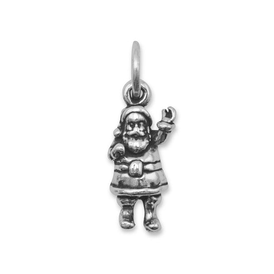 Sterling Silver Oxidized Santa Claus Charm