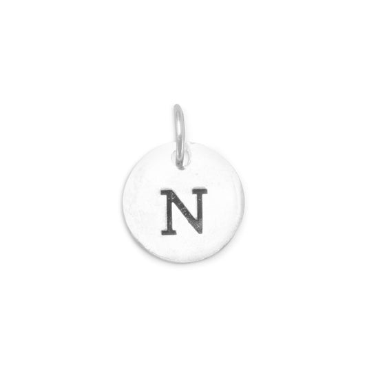 Authentic 925 Sterling Silver Oxidized Initial N Women's Charm for Bracelet or Necklace