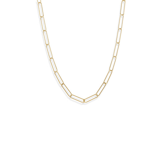 14k Yellow Gold Plated Sterling Silver Paper Clip 21" Necklace