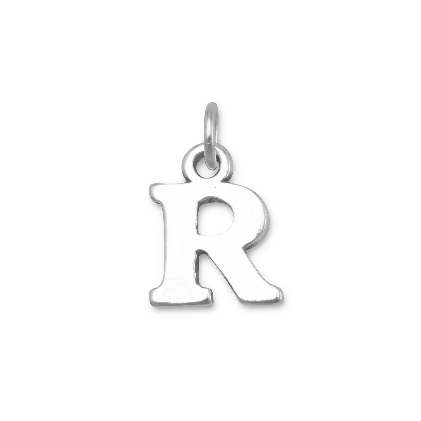 Authentic 925 Sterling Silver Oxidized Block Letter R Women's Charm for Bracelet or Necklace