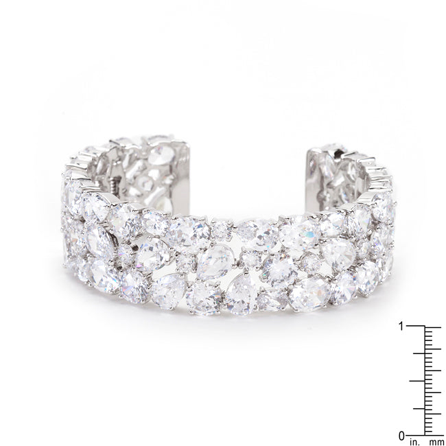 Silvertone Bejeweled Cubic Zirconia Cuff Bracelet