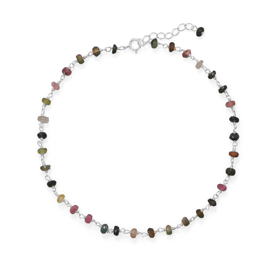 Sterling Silver Multicolor Tourmaline Anklet