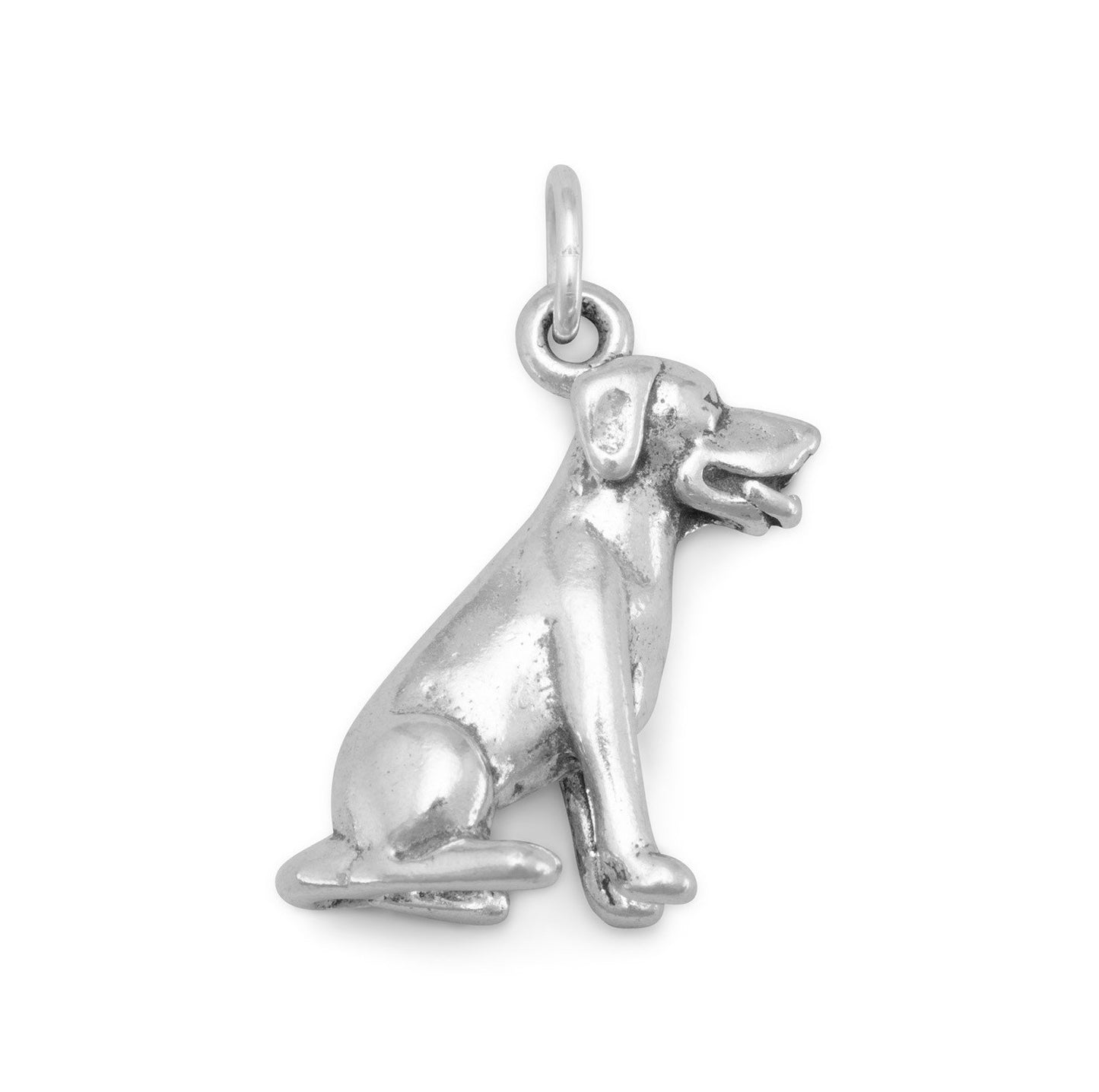 Authentic 925 Sterling Silver Sitting Labrador Women's Charm for Bracelet or Necklace