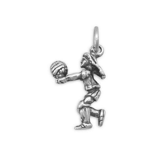 Authentic 925 Sterling Silver Girl Volleyball Player Women's Charm for Charm Bracelet or Necklace