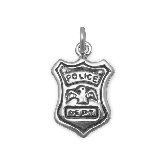 Authentic 925 Sterling Silver Police Shield Women's Charm for Bracelet or Necklace