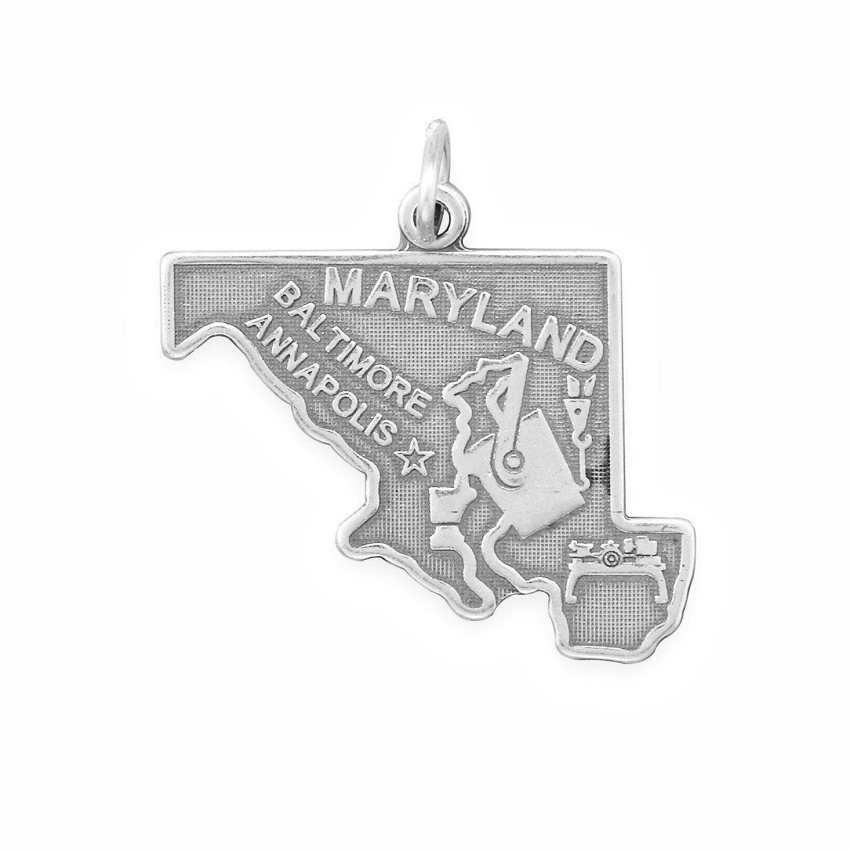 Authentic 925 Sterling Silver Maryland State Women's Charm for Bracelet or Necklace