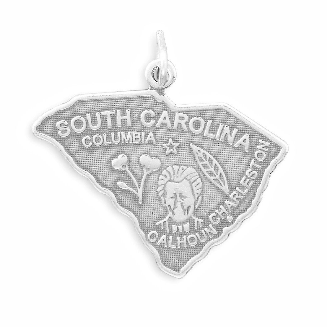 Authentic 925 Sterling Silver South Carolina State Women's Charm for Bracelet or Necklace