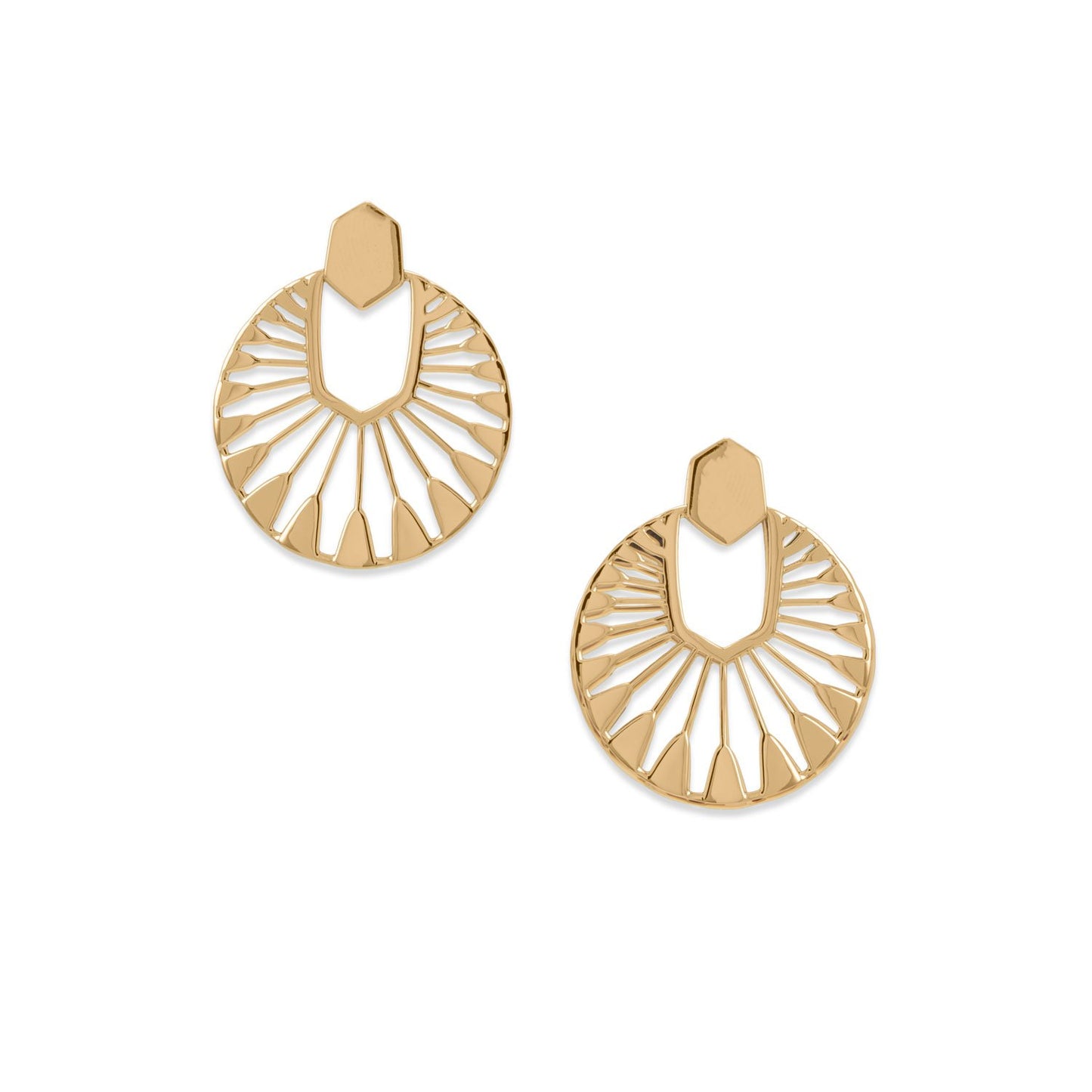 14k Gold Plated Sterling Silver Sun Dial Earrings