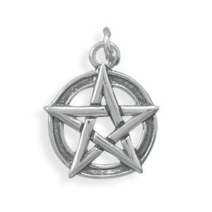 Sterling Silver Oxidized Pentagram Charm