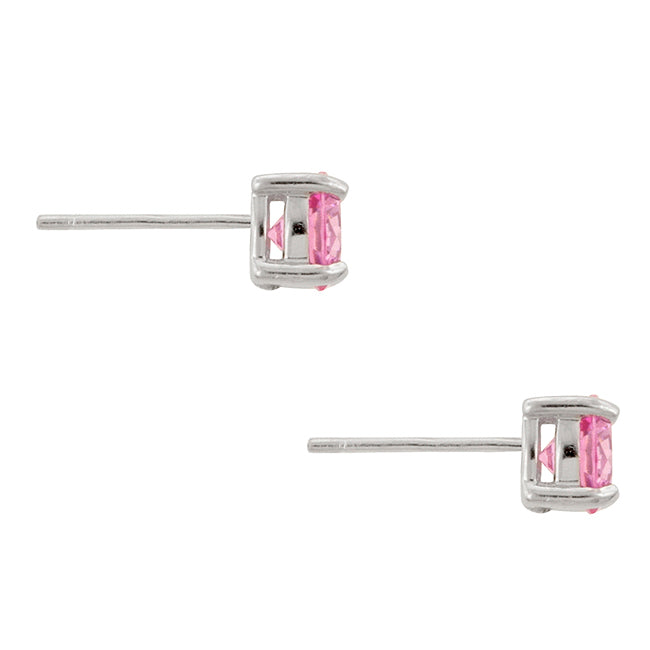 Sterling Silver 5 mm Round Pink Cubic Zirconia Stud Earrings