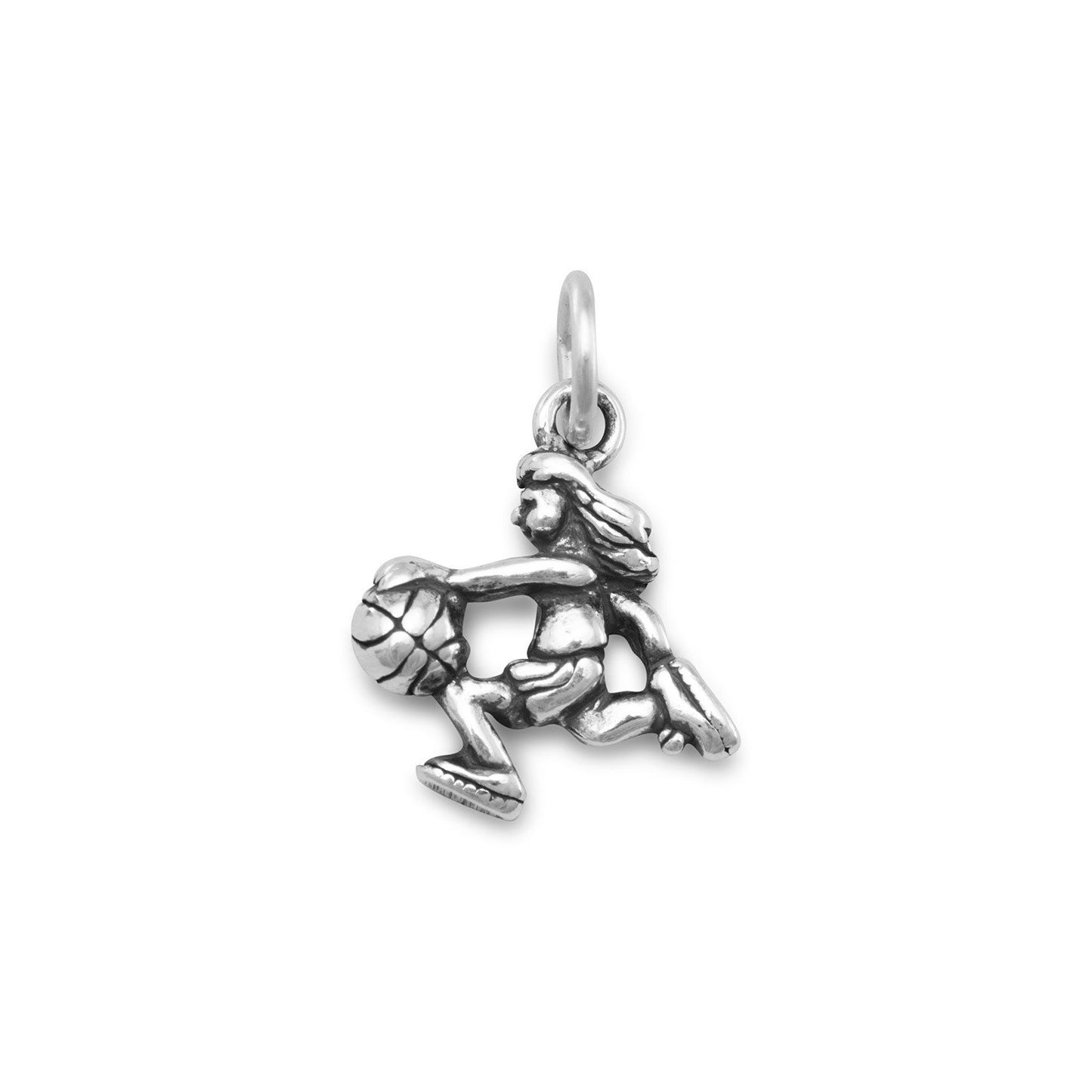 Authentic 925 Sterling Silver Girl Basketball Player Women's Charm for Charm Bracelet or Necklace