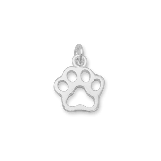 Authentic 925 Sterling Silver Small Cut Out Paw Print Women's Charm for Bracelet or Necklace