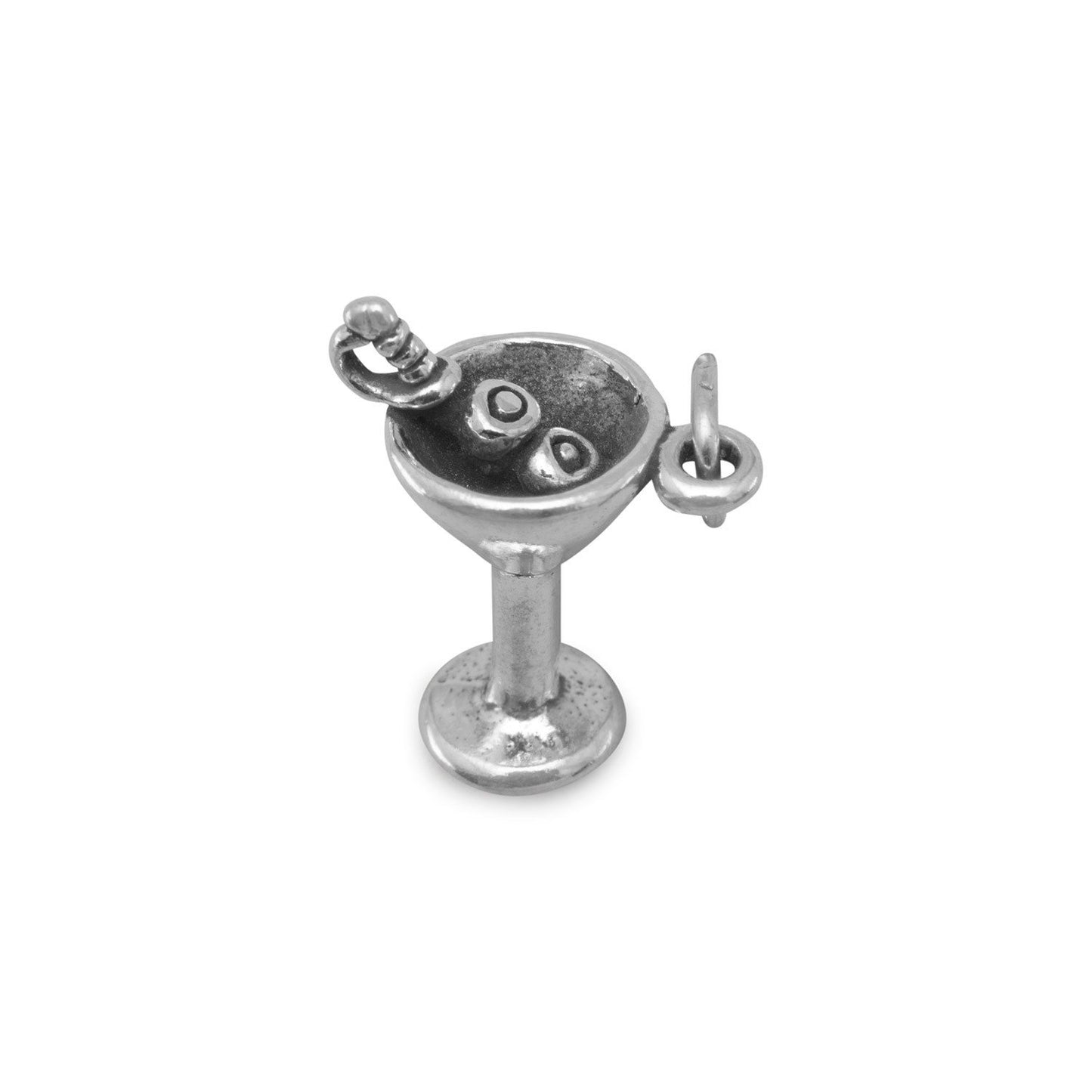 Authentic 925 Sterling Silver Oxidized Martini Women's Charm for Bracelet or Necklace