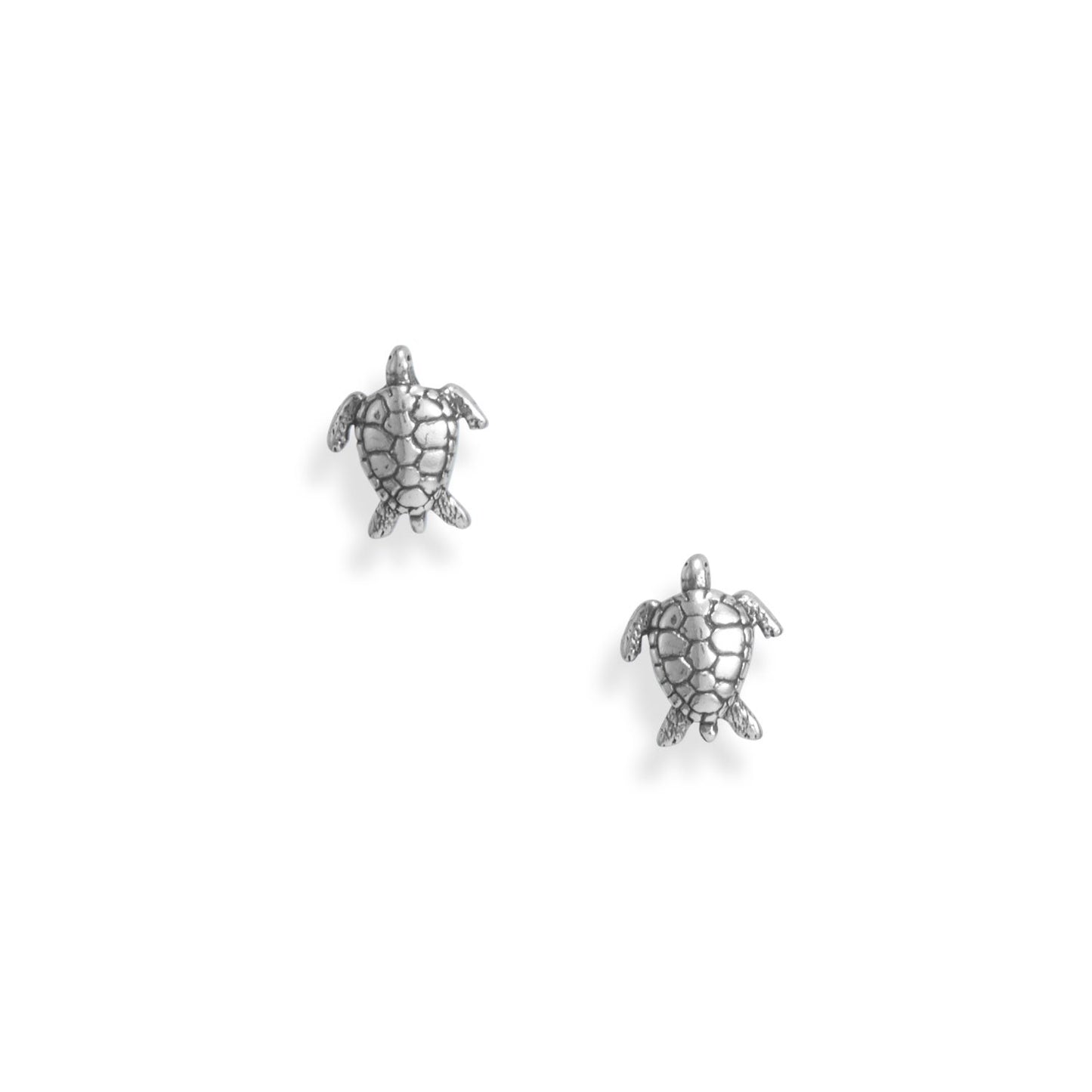 Oxidized Sterling Silver Sea Turtle Stud Earrings