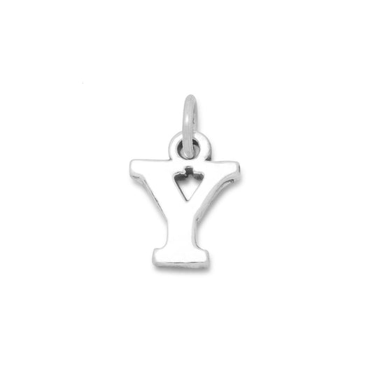 Authentic 925 Sterling Silver Oxidized Block Letter Y Women's Charm for Bracelet or Necklace