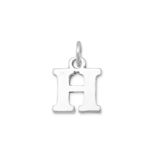 Authentic 925 Sterling Silver Oxidized Block Letter H Women's Charm for Bracelet or Necklace