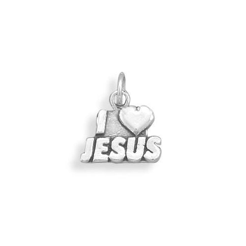 Sterling Silver Oxidized I Love Jesus Charm