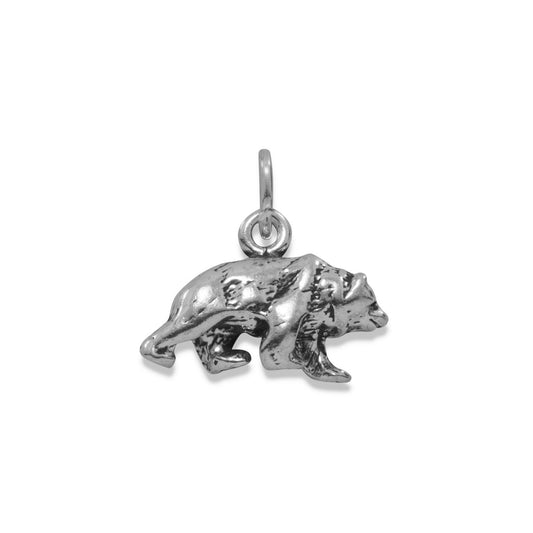 Authentic 925 Sterling Silver Oxidized Bear Women's Charm for Bracelet or Necklace