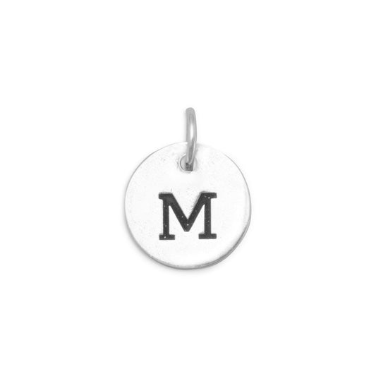 Authentic 925 Sterling Silver Oxidized Initial M Women's Charm for Bracelet or Necklace