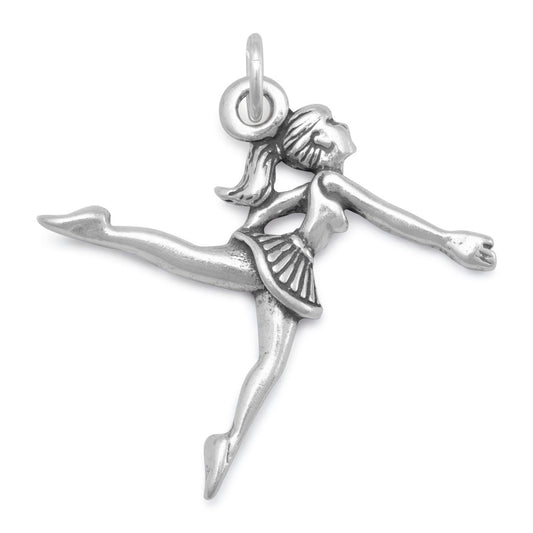 Authentic 925 Sterling Silver Dancer with Ponytail Women's Charm for Bracelet or Necklace