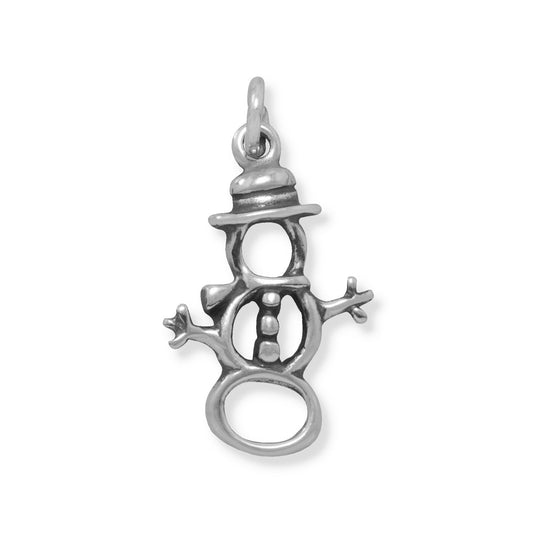 Authentic 925 Sterling Silver Snowman Women's Charm for Bracelet or Necklace