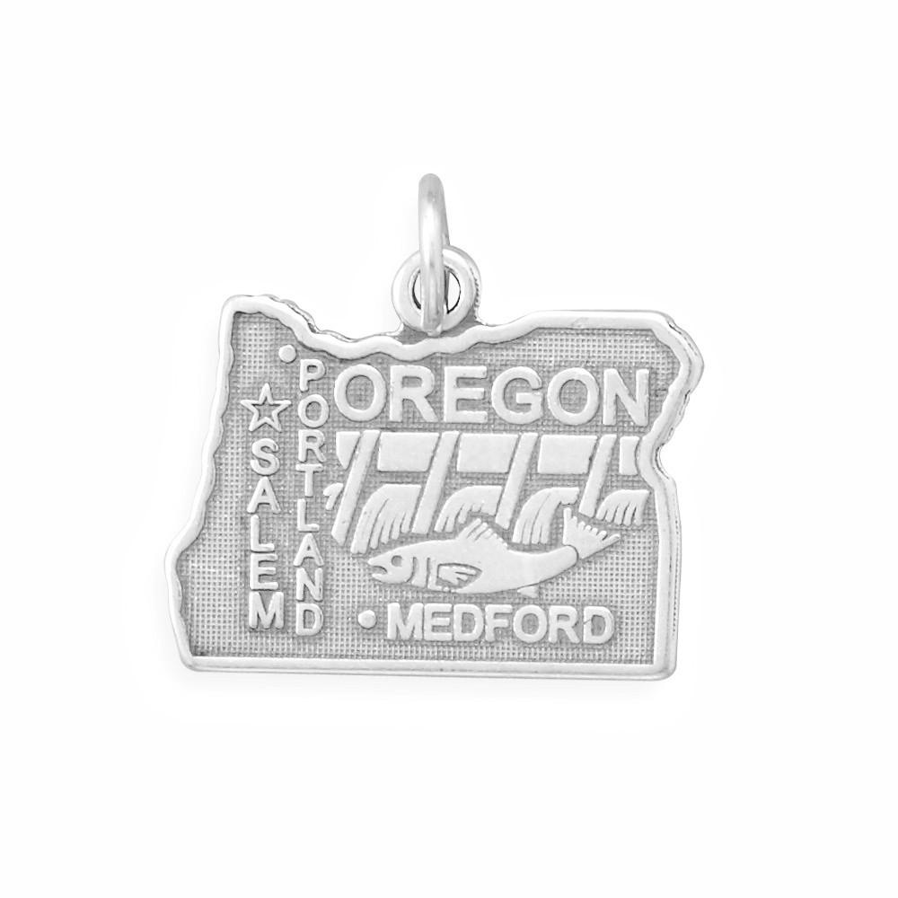 Authentic 925 Sterling Silver Oregon State Women's Charm for Bracelet or Necklace