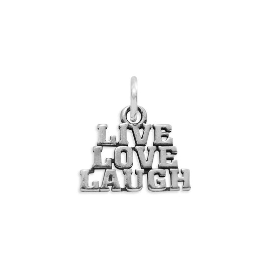 Authentic 925 Sterling Silver Live Love Laugh Women's Charm for Bracelet or Necklace