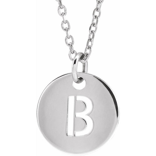 Authentic 925 Silver 0.39" Initial B Disc Letter Adjustable 16-18" Necklace