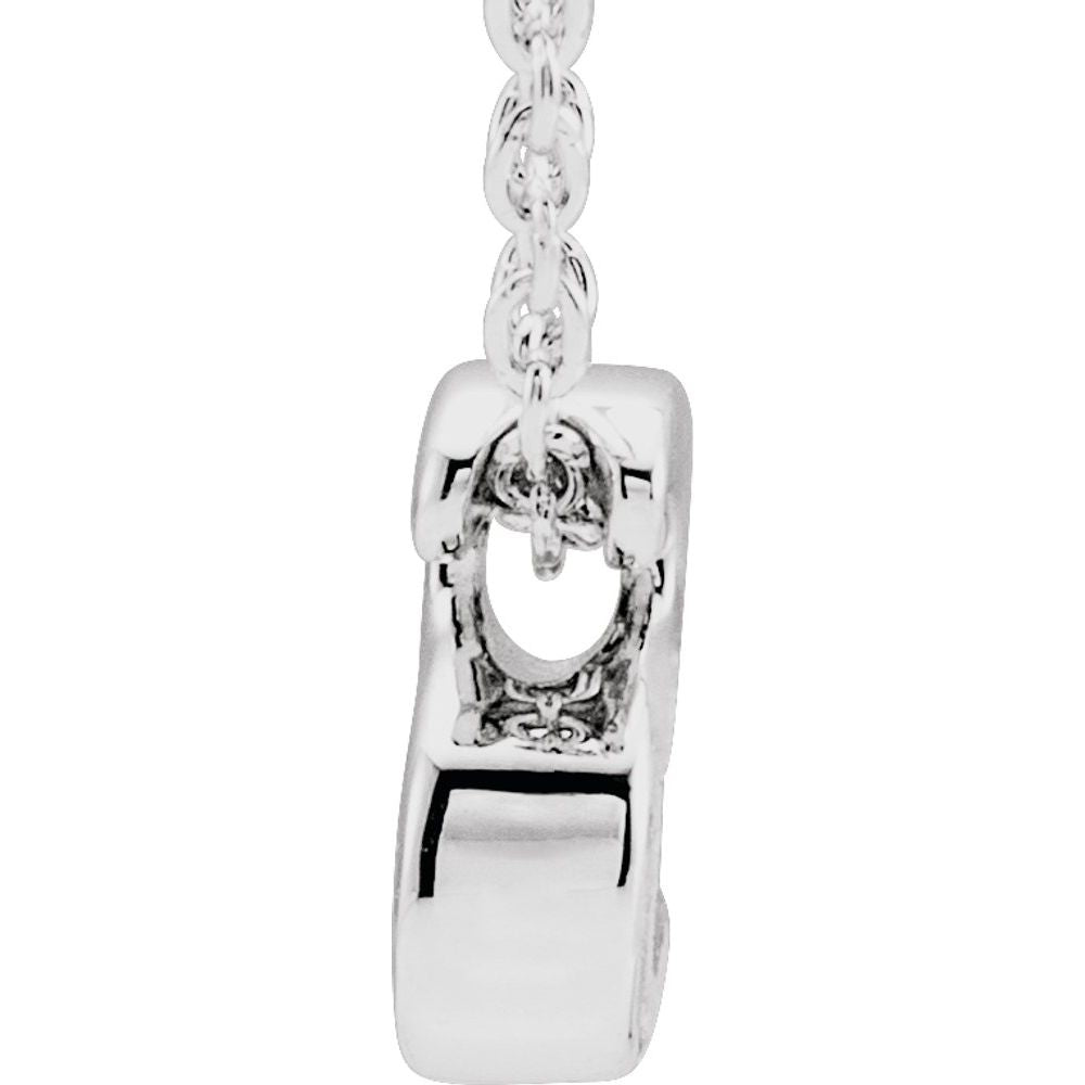 14K White Gold 0.31" Initial Letter S Pendant Slide Adjustable 16-18" Necklace