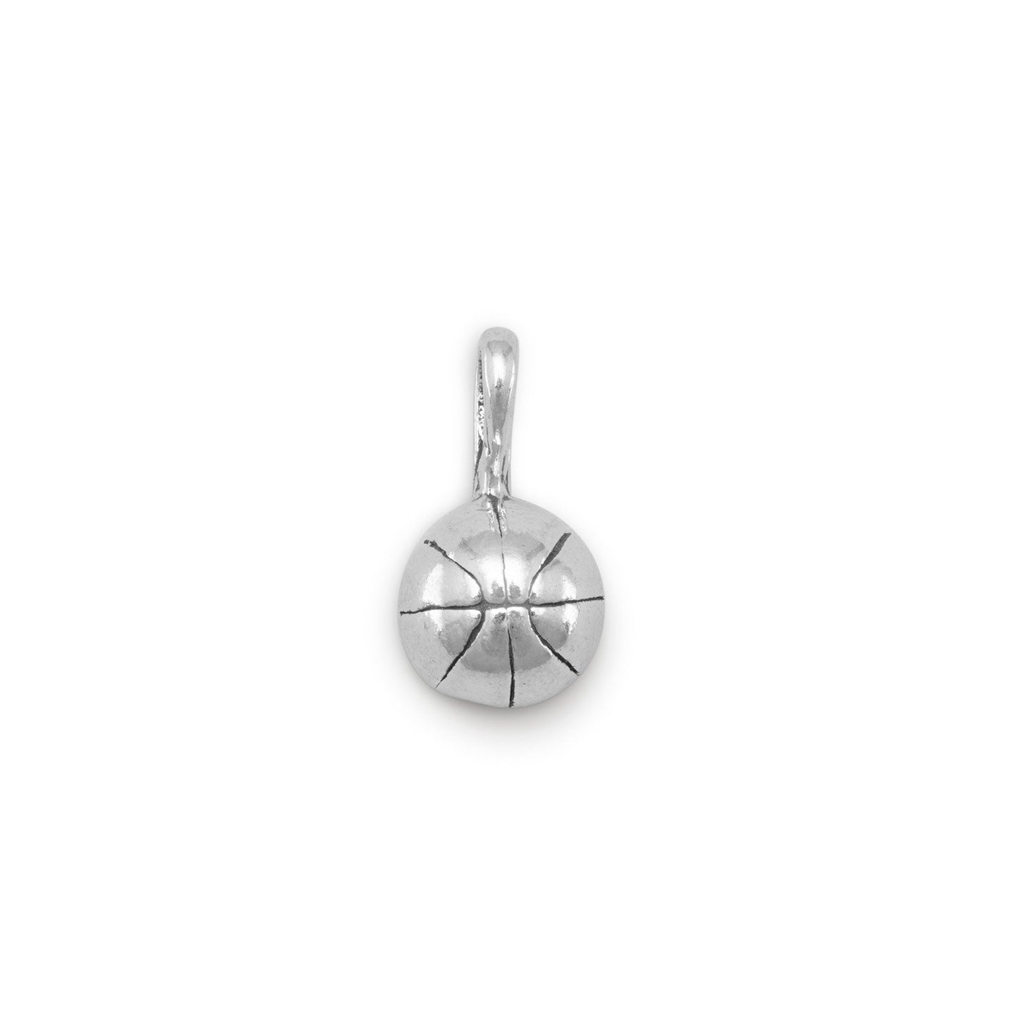 Authentic 925 Sterling Silver Small 3D Basketball Women's Charm for Bracelet or Necklace